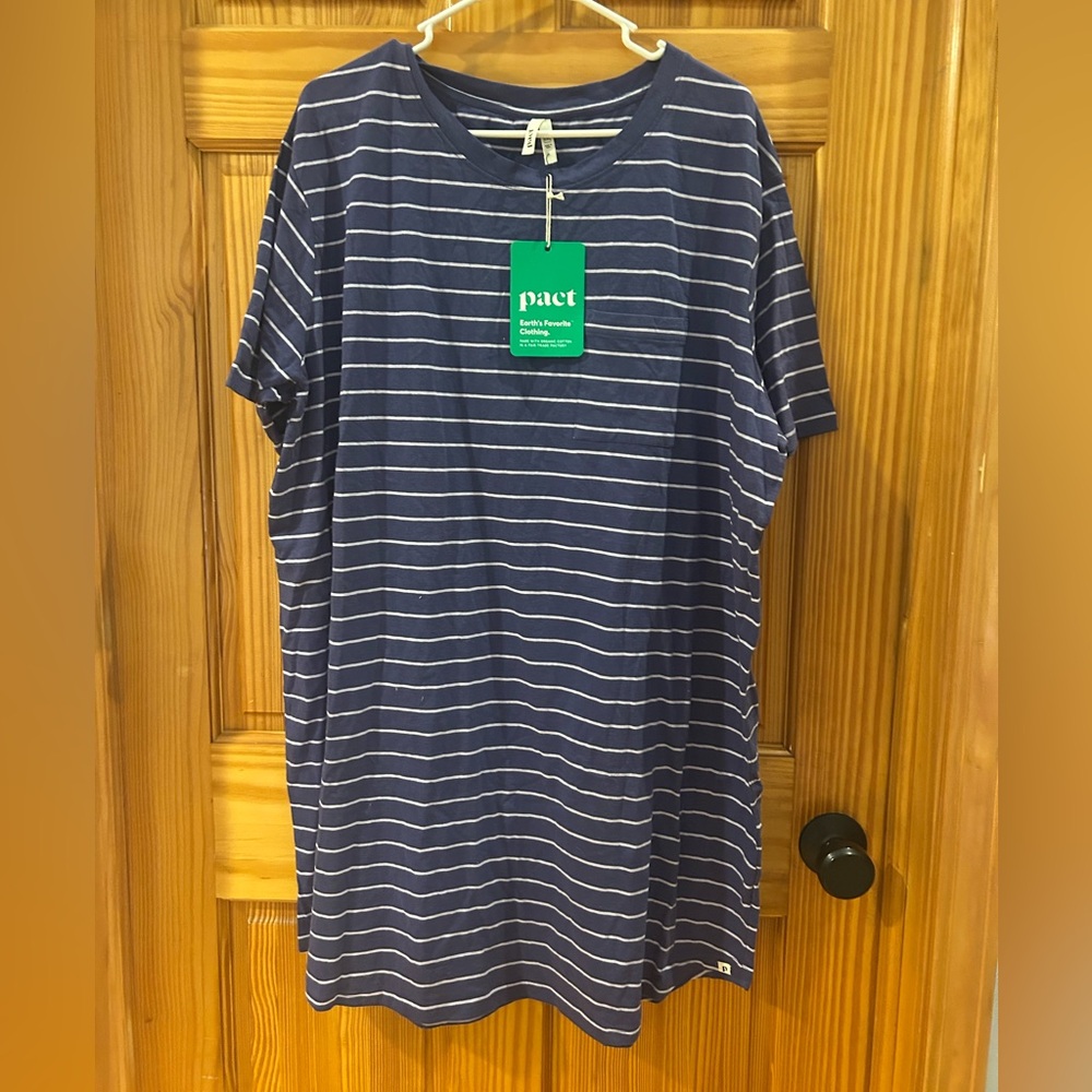 Pact Women's Blue and White Striped Swim Coverup